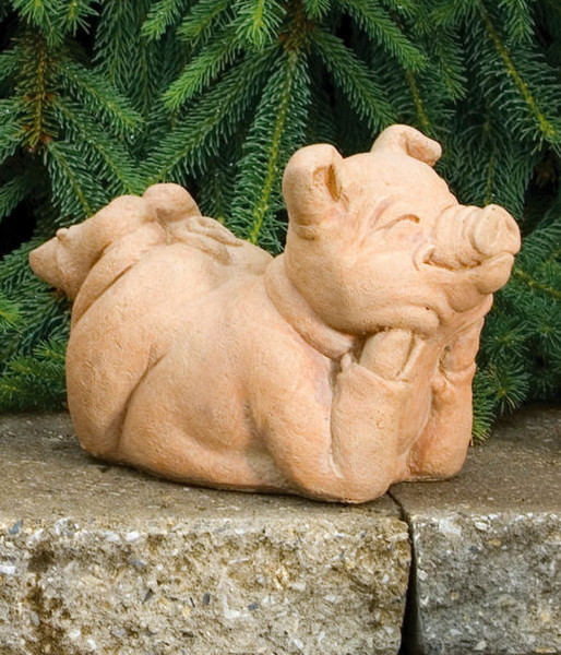 Pickels the Garden Pig Statue Whimsical Statuary Cement Country